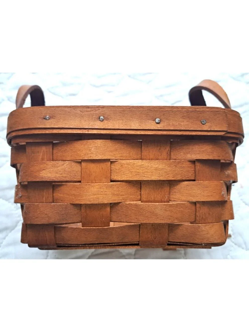 Longaberger Baskets Small Rectangle Basket w/Leather Handled 7